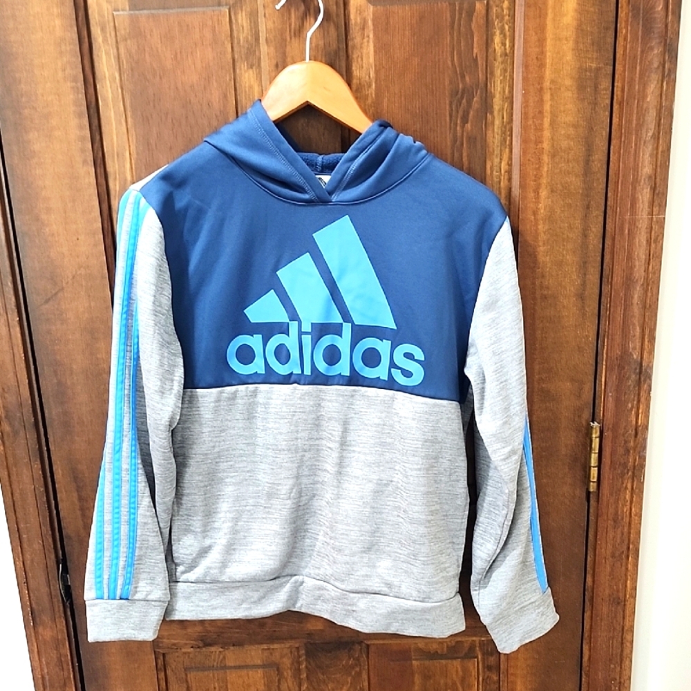 Adidas Boys Hoodie Blue Gray Size Youth Large 14 16
